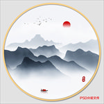 圆形水墨画
