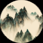 新中式山水抽象山水画客厅圆框画
