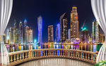 炫彩窗外城市夜景背景墙