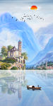 新品玄关国画山水 tif分层