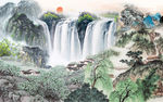山水国画背景墙
