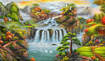电视背景 山水油画
