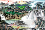 电视背景墙 山水国画
