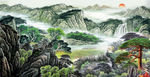电视背景墙 山水国画