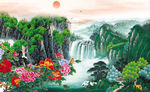 电视背景墙 国画山水