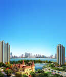 房地产园林湖景效果图