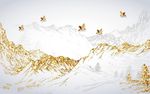 现代简约抽象金色山峰电视背景墙
