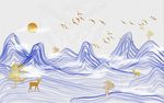 新中式抽象山水电视背景墙