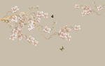玉兰花白玉兰新中式手绘花鸟背景
