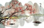 新中式水墨山水背景墙
