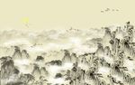 中式手绘意境水墨山水电视背景墙