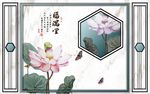 荷叶白莲挺立背景墙