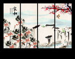 水墨画荷花