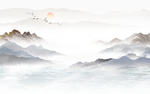 新中式山水抽象背景墙