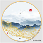 圆形水墨画