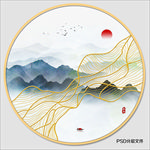 圆形水墨画