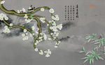 古典山水背景墙画 TIF分层