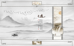 新中式山水画卷电视背景墙