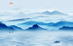 意境山水背景墙画 TIF分层