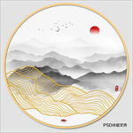 圆形水墨画