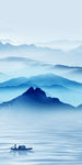 蓝色玄关风景挂画 TIF分层