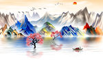 彩色奢华中式山水 tif分层