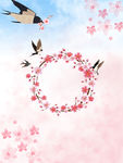 樱花的花环燕子背景图