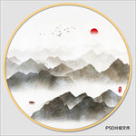 圆形水墨画