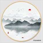圆形山水画