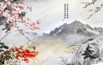 大理石纹山水花日出背景墙