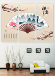 禅意扇子装饰画