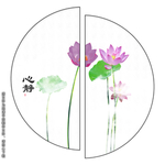 荷花屏风画