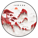 中式山水鸿运当头圆形装饰画