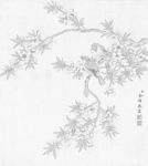 余稚花鸟图册白描底稿工笔画桃花
