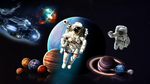 科幻太空航员太阳飞船星系背景墙
