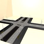 道路模型 绿化道路 鸟瞰模型