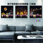 小鹿三联画 风景三联画