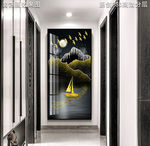 一帆风顺海边风景玄关画