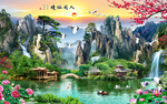 山水画背景墙