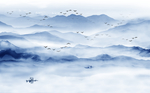 蓝色远山背景
