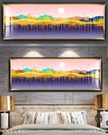 北欧山风景床头画