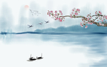 梅花山水背景