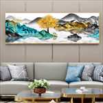 轻奢金箔山水客厅装饰画