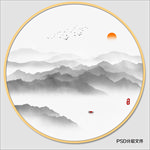 圆形山水画