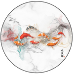 抽象大理石线条九鱼图装饰画