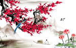红色梅花背景