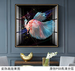 孔雀鱼玄关晶瓷画