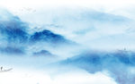 蓝色水墨山