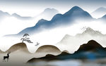 新中式山水电视背景 TIF分层