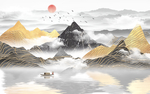 新中式山水背景墙